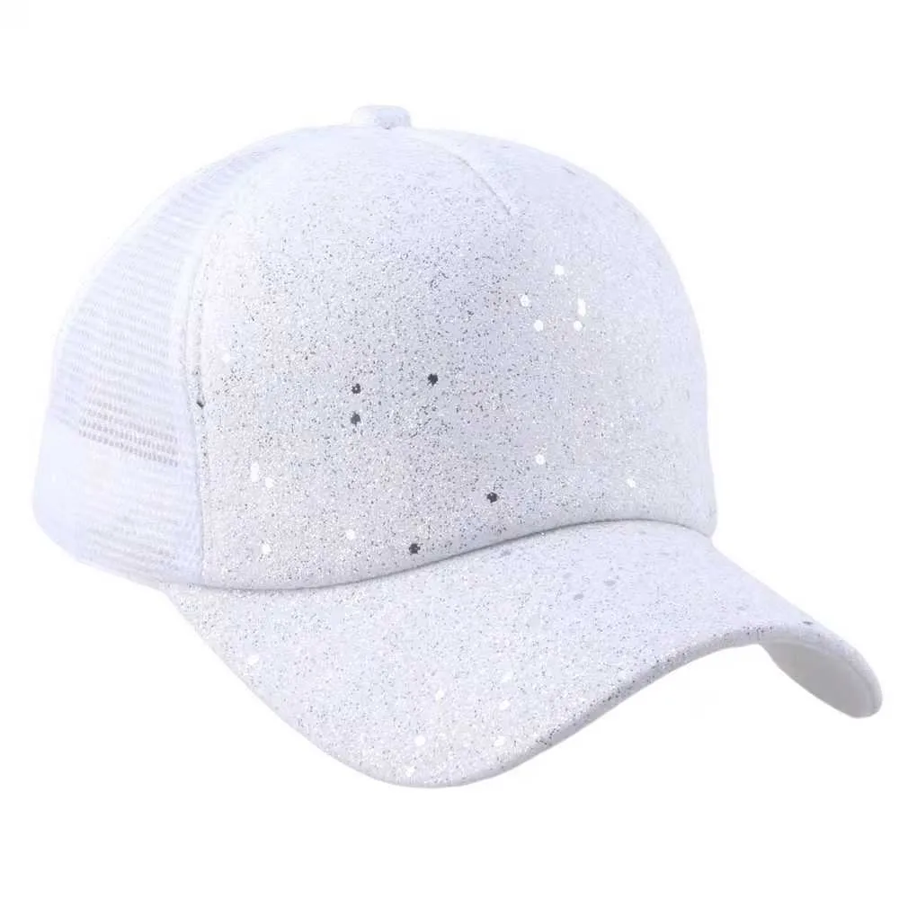Ball Caps Women Mesh Snapback Hat Glitter Dots Trucker Style Hats Summer Baseball Cap White Grey Pink Gold G230209