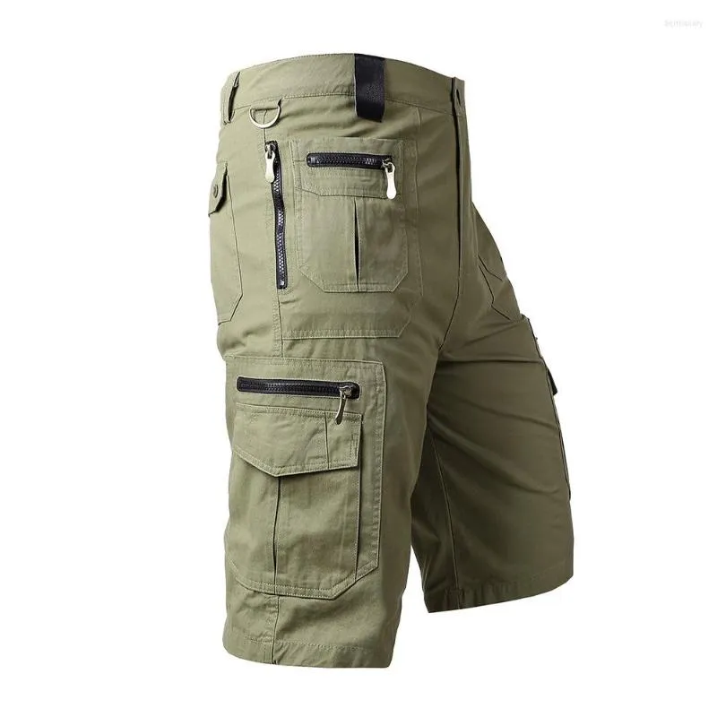 Shorts pour hommes Cargo droit hommes armée Camouflage Joggers avec fermeture éclair travail ample décontracté pantalons courts grande taille 5XL