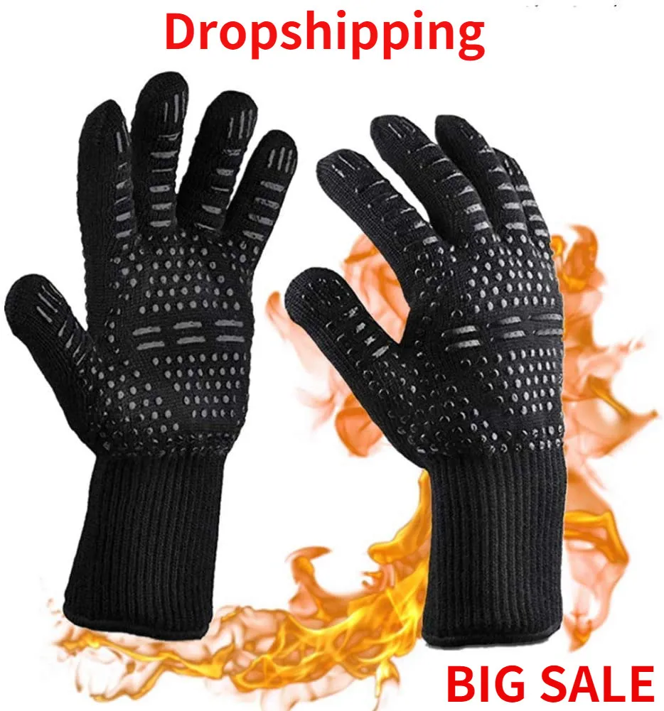 Gants de four 1 paire de gants de barbecue 300500 Centigrade Gants de cuisine en silicone pour micro-ondes résistants à la chaleur extrême Cuisson Grill Mitaines de four 230209