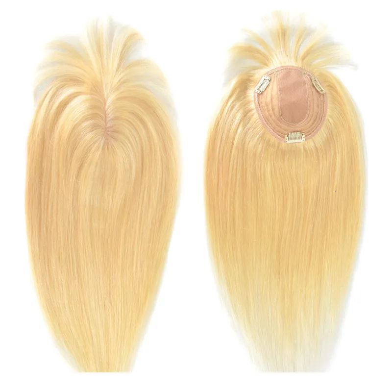 Syntetyczny s 613 blond wykaszarki z ludzkich włosów z grzywką 18 cali dla kobiet spinki w kawałkach bielone na okładkę biały Remy 230210