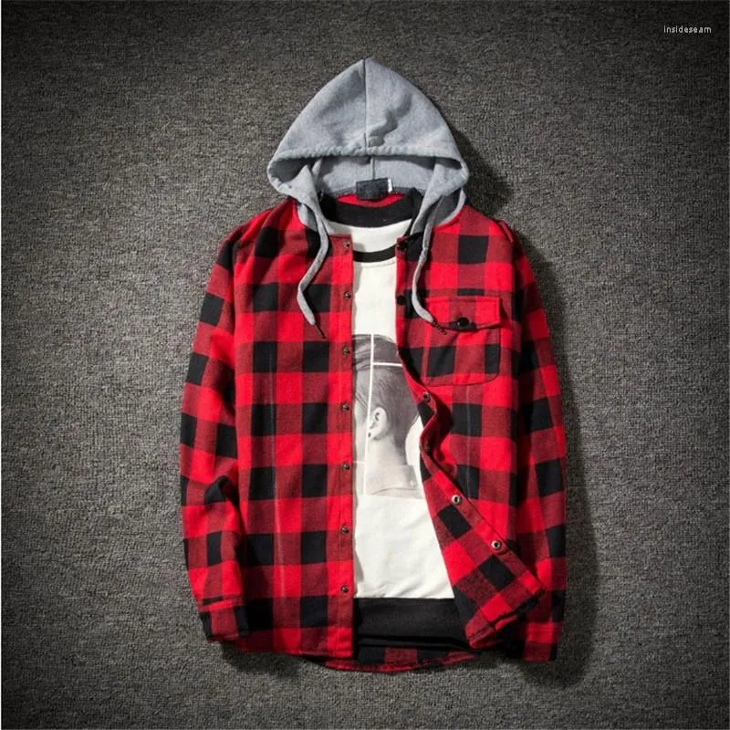 Men's Hoodies Autumn Male Spring Tracksuit Casual Plaid Shirts Long Sleeve Pullover Shirt Top Hooded Blouse Fashion Sportswear