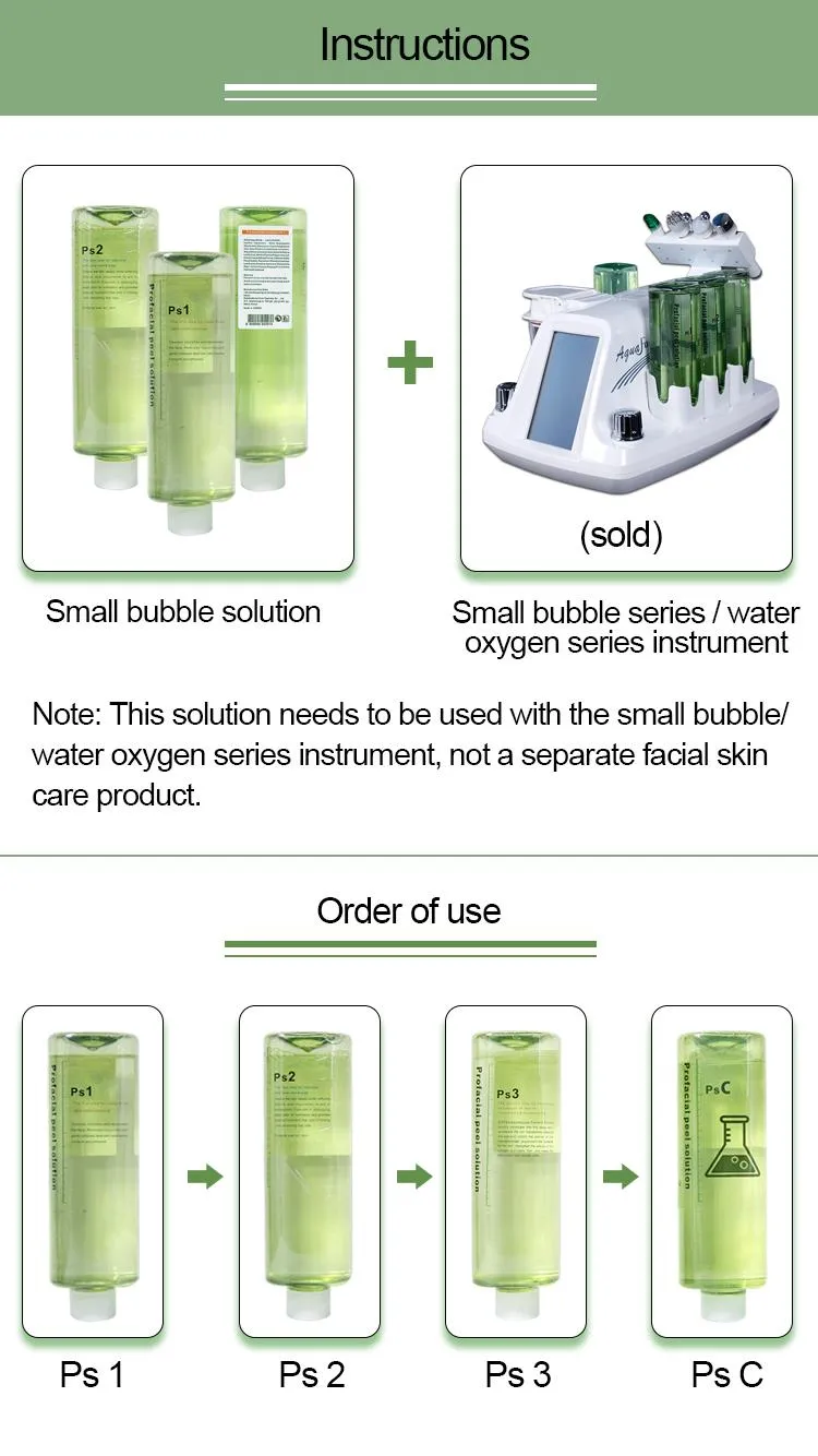 Korean hydra machine using Ps1 Ps2 Ps3 PsC 500ml facial serum bottle aqua peel solution