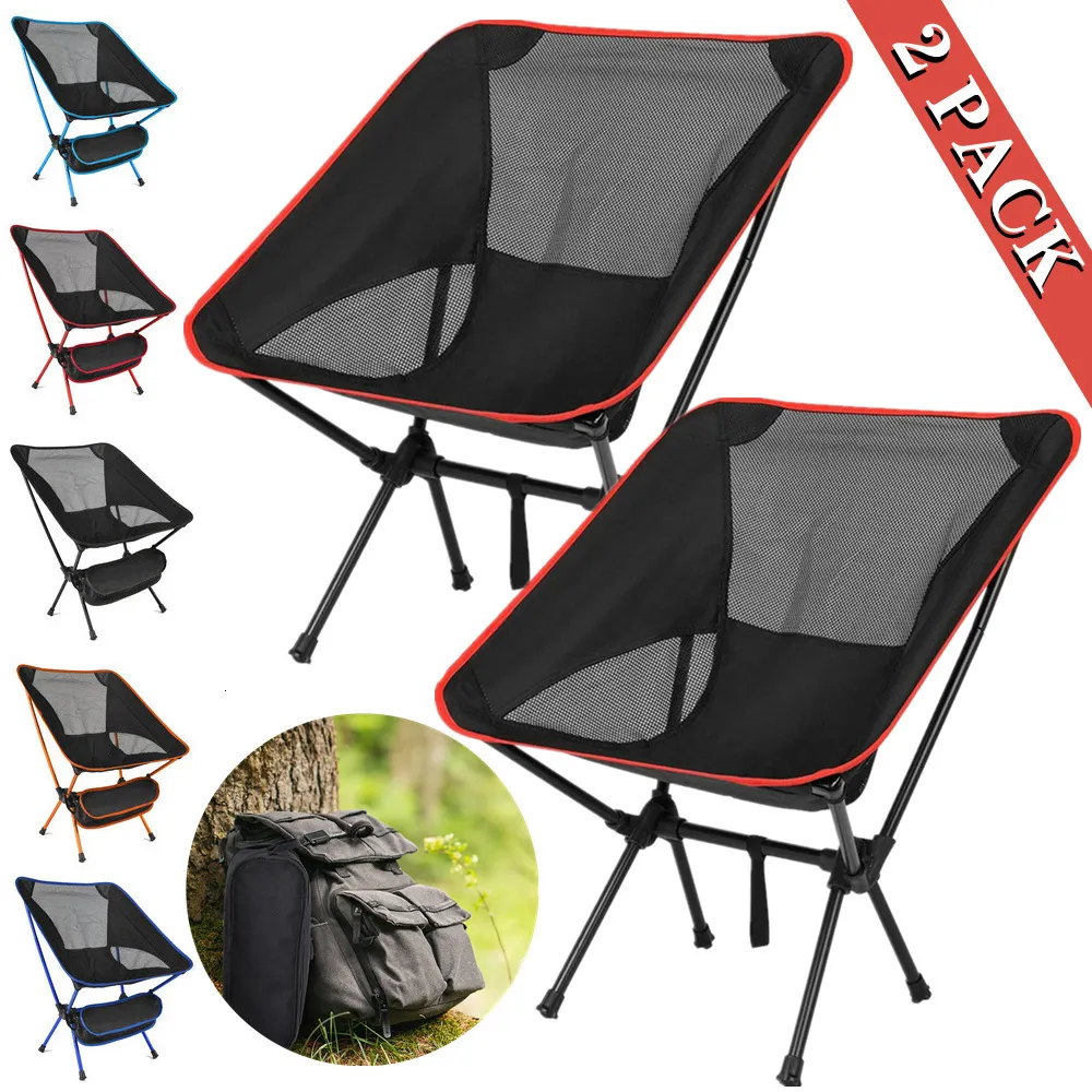 Camp Furniture Chaise de camping ultra légère, lot de 2 chaises pliantes portables, siège de pique-nique, camping en plein air, voyage, plage, pêche, tabouret pliable 230210