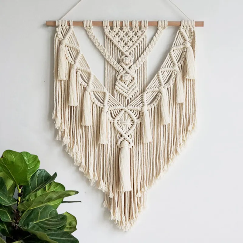 Takestries Patimate Macrame Wall pendurado Tapestry Decoração de parede de algodão Bohemian Madeiro Tecido Home Decoration Beautiful Gifts 55x70cm 230209