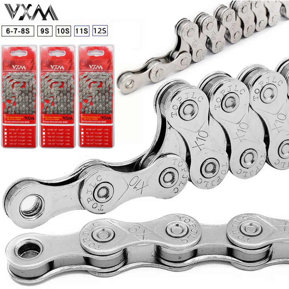 VXM S 6 7 8 9 10 11 12 MTB Electroplated Silver Chain Road Bike 24