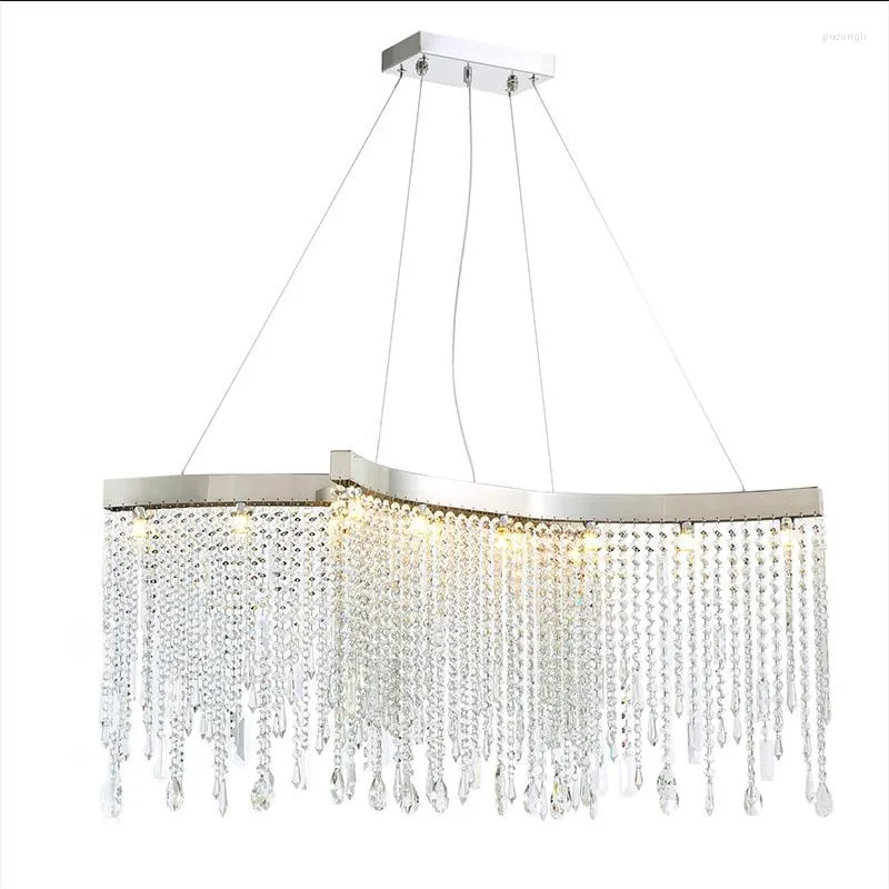 Pendant Lamps Italian Luxury Crystal Chandelier Living Room Dining Long Bar Porch Aisle Bedroom Model Villa Lamp