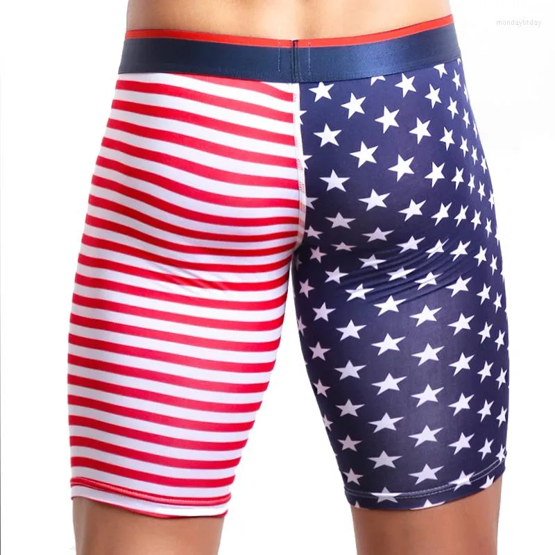 Herrar shorts mode usa flagga 3d tryckta män underkläder coola pojkar korta trosor bomulls andas långa boxare