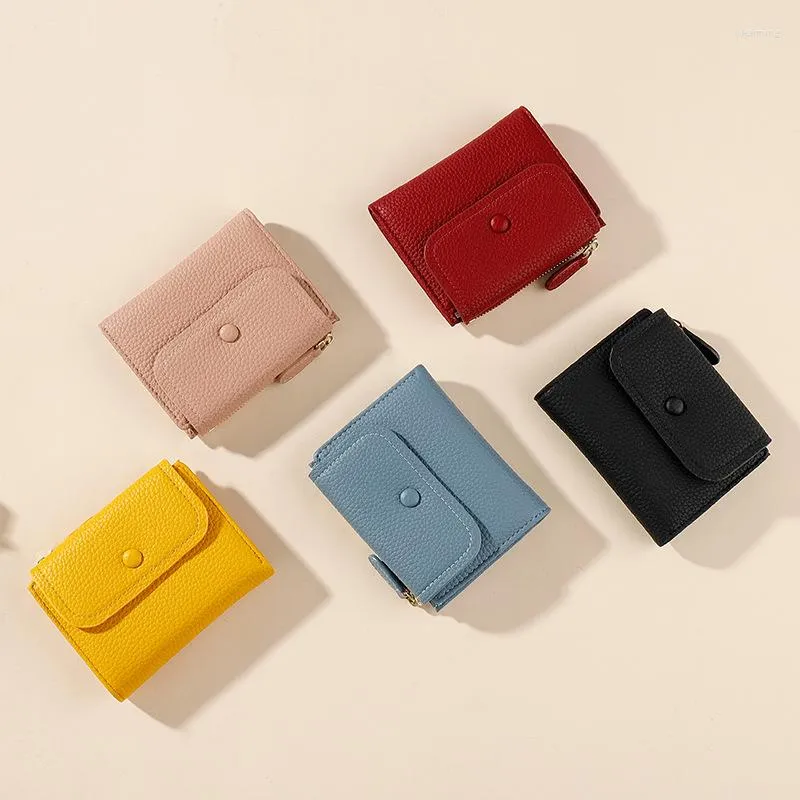 Plånböcker små pu läder kvinnor plånbok mini lady mynt handväska gul kvinnlig tjej märkesdesigner