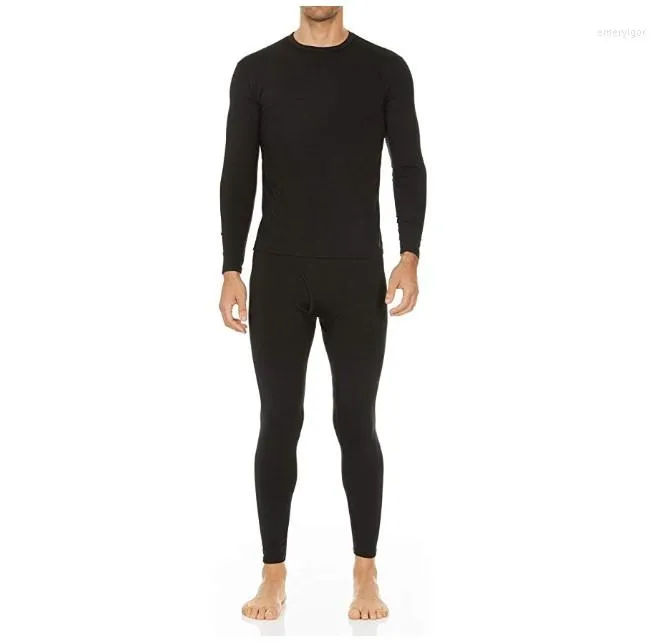 Men's Thermal Underwear Winter 20% Merino Wool Long John Set Lidweight Base Layer Top And Bottom Warm