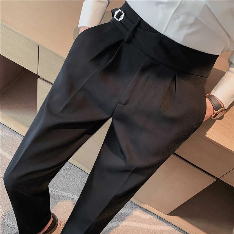 British Style High Waist Mens Pants: Slim Fit, Formal Wear For