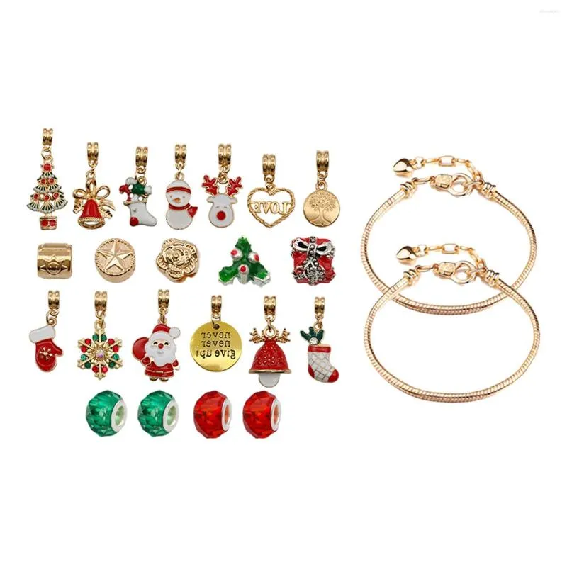 Bracelets à breloques Bracelet de Noël Kit de fabrication de bricolage Cadeaux de Noël pour les vacances