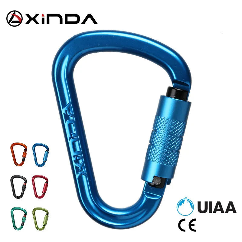 الأسلاك الرافعات والحزام Xinda Professional Safety Rock Rockbing Carabiner Aluminoy Aluminy Buckle 25kn Scream Camping Lock Equipment 230210