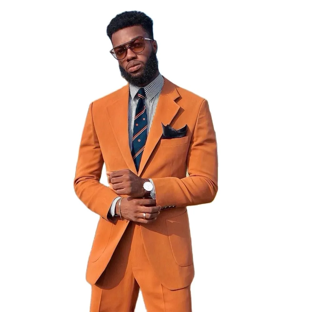 Smoking Da Uomo Arancione Con Un Bottone Groomsmen Abiti Da Uomo