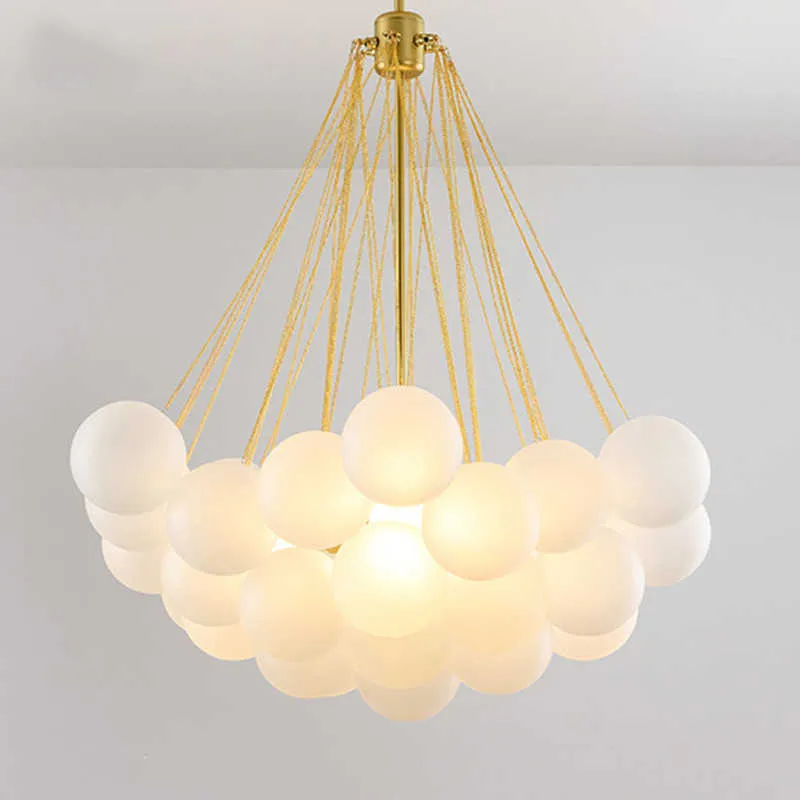 Plafonniers Moderne mousse Led Lustre boule de verre abat-jour pour salon salle à manger chambre suspension lampe décor à la maison éclairage Lustre Luminaire 0209