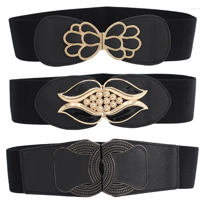 Cintos da cintura elástica da cintura Liga do espartilho Fivela Plus Tamanho Cummerbunds largo cinto de cintura preta Casual DIY coreano 65cm