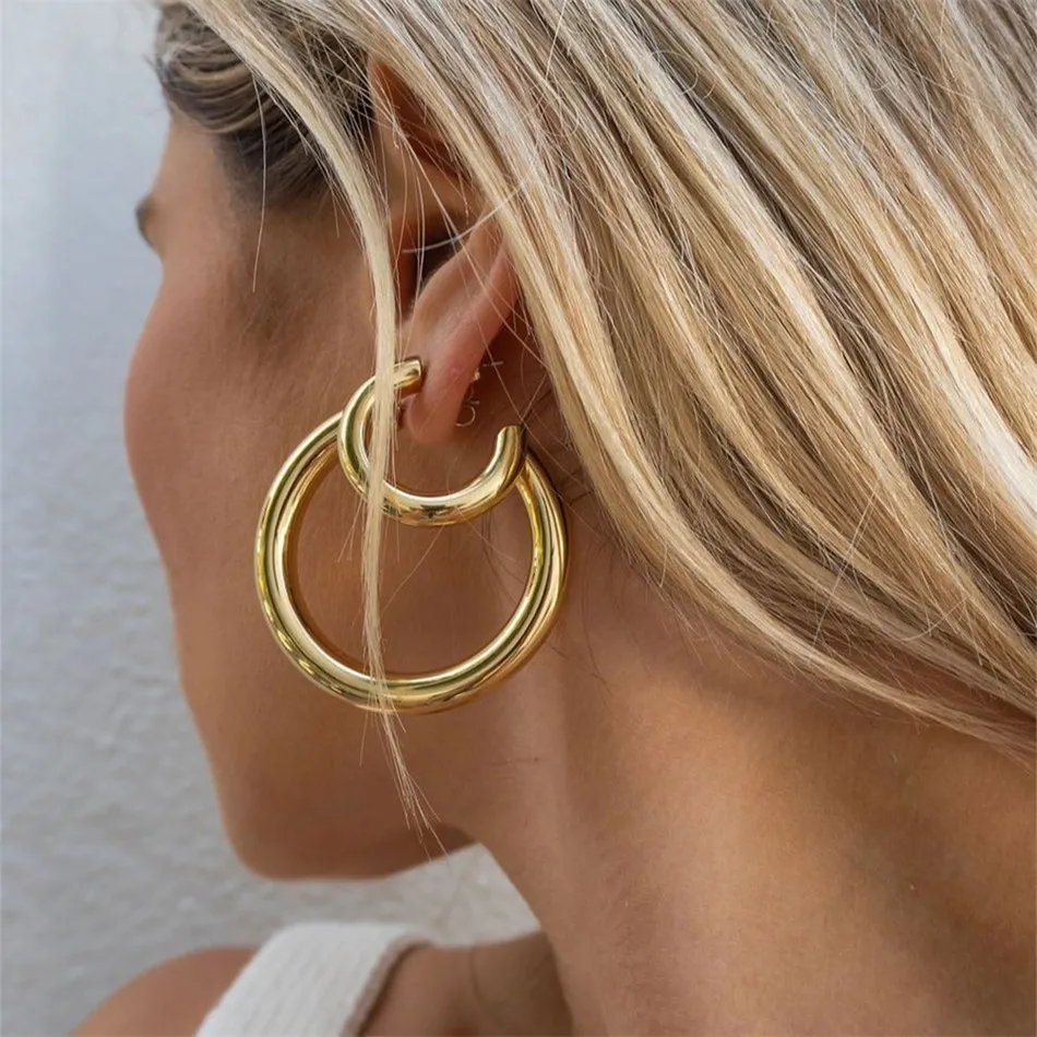 Gold Color Circle Icke-piercingörhängen Fake Brosk Piercing Ear Clip for Women Jewelry