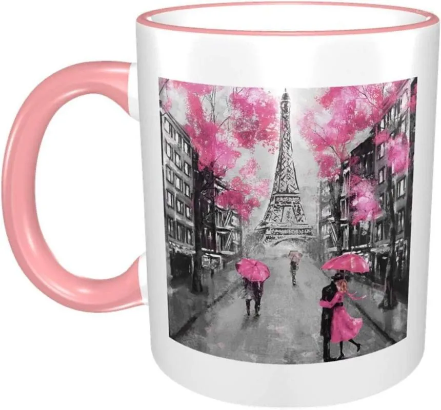 Tasses Saucers Pink Floral Coffee Mug Céramic Tea Tup Gift for Office and Home