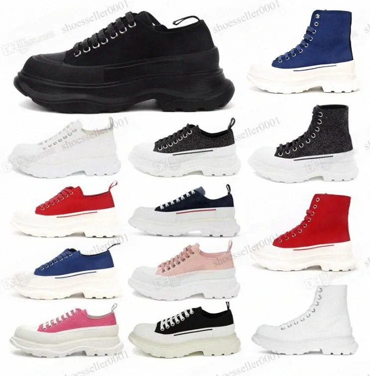 Fashion classic canvas shoes oversized Tread Slick Platform Arrivals royal pale high black white women lace up canva casual boots espadrille sneakers 34Iv#