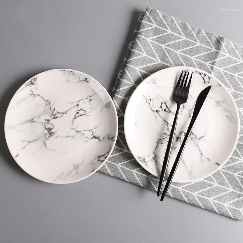 Assiettes Marbling Vaisselle Assiette En Céramique Ménage Dîner Salade Bol Créatif Ensemble Cadeau Céramique