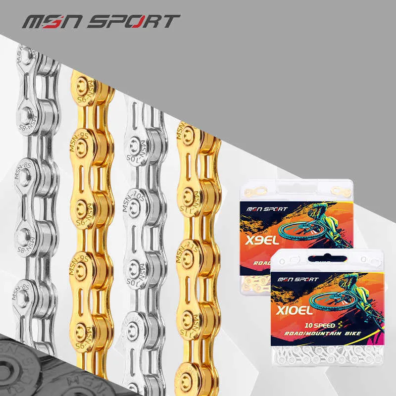 MSN Sport Bicycle Chain Silver/Golden 8V 9V 10V 11V 12V ROAD MTB BIKE WELLE CAINS CORRENTE for Bicicleta Fiets Cassette 0210