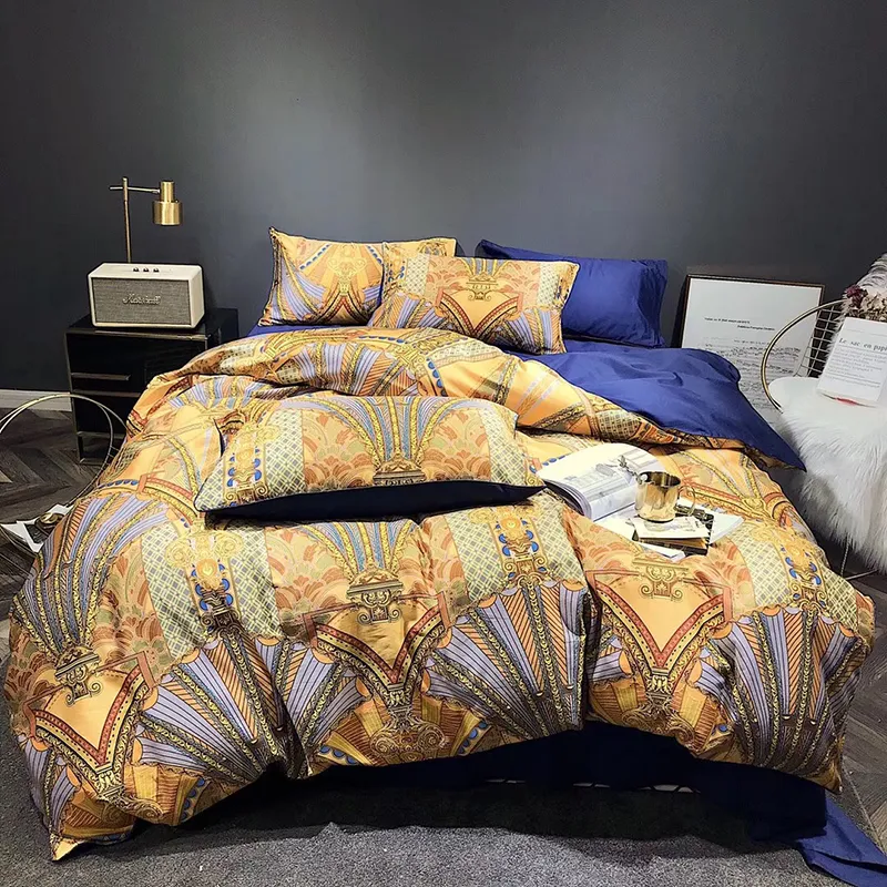 Bedding Sets Luxury Conjunto de luxo estético 4 peças edredom têxtil impressão digital 100 tampa de edredão dupla de algodão 220x240 folha 245 265 230210