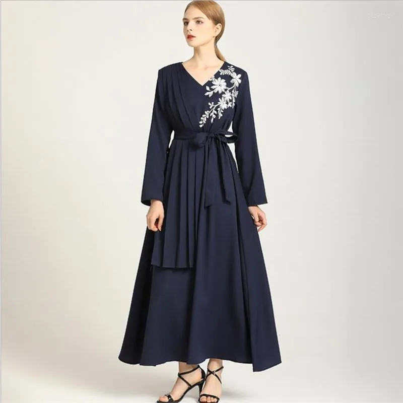 Ethnic Clothing Women Long Sleeve Maxi Dress Muslim Abaya Dubai Kaftan Vintage Abayas Turkey A Line Party Dresses Islamic Swing Gown