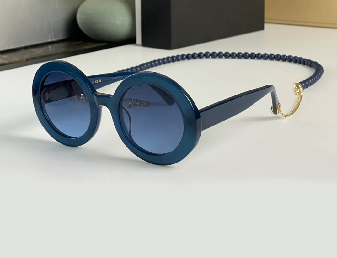 Women s Round Sunglasses with Chain Black Grey Lens UV400 Protection Funky Shades Fashion Accessories