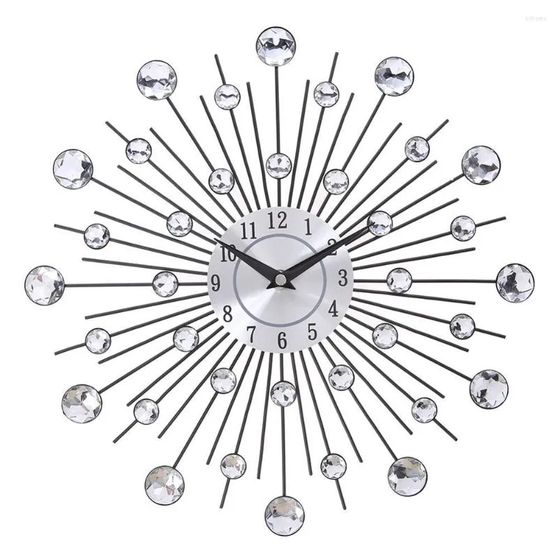 Horloges murales Horloge Murale 33cm Vintage métal cristal Sunburst horloge luxe 3D grand Morden Da Parete décor à la maison