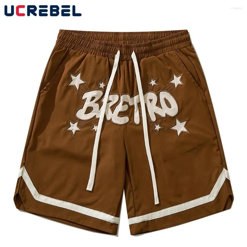 Men's Shorts Five-pointed Star Patch Embroidery Sweatshorts Mens Streetwear Letter Knee-length Summer Simple Loose