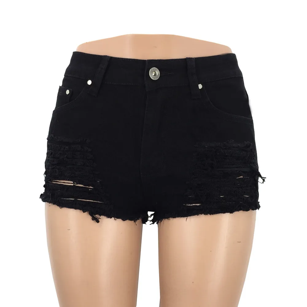 Dżinsy Spring Denim Shorts Black Raped Hot Pants DK001