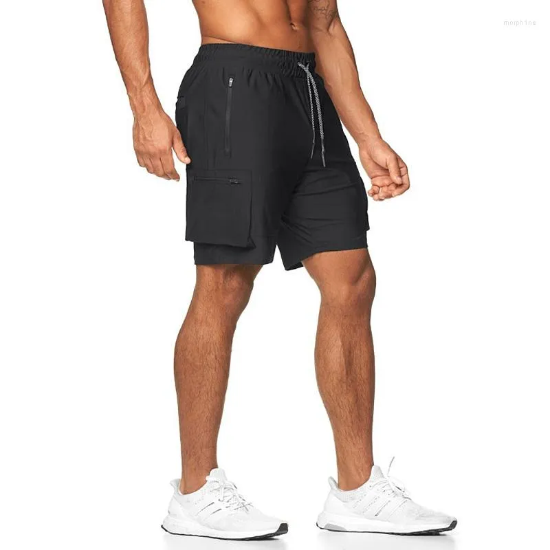 Herren Shorts Gym Sommer Herren Quick Dry Cargo Multi-Pocket Casual Elastische Kurze Hosen Fitness Kleidung Männliche Sport Strand Hosen