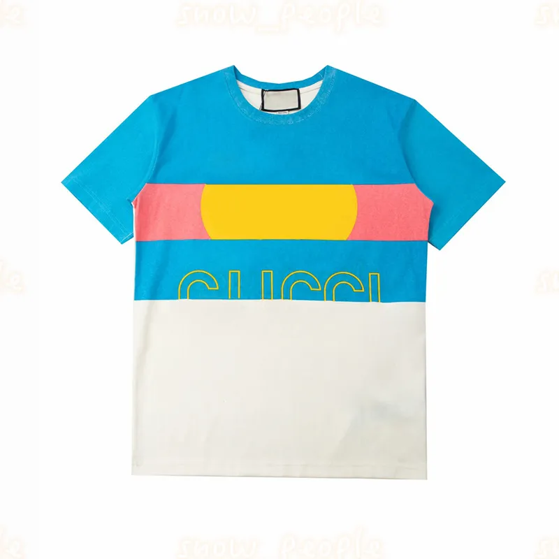 Diseñador para hombre de manga corta camiseta para mujer Moda Logo Imprimir camisetas Hombres Contast Color Tees Tamaño S-XL