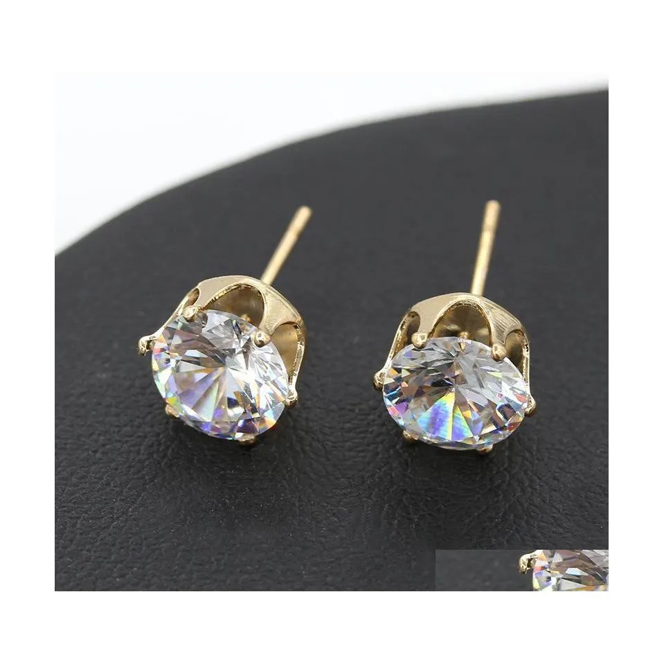 Boucles d'oreilles pour femmes en gros marque ronde zircone violet blanc Cz diamant boucle d'oreille livraison directe bijoux Dh1Zx