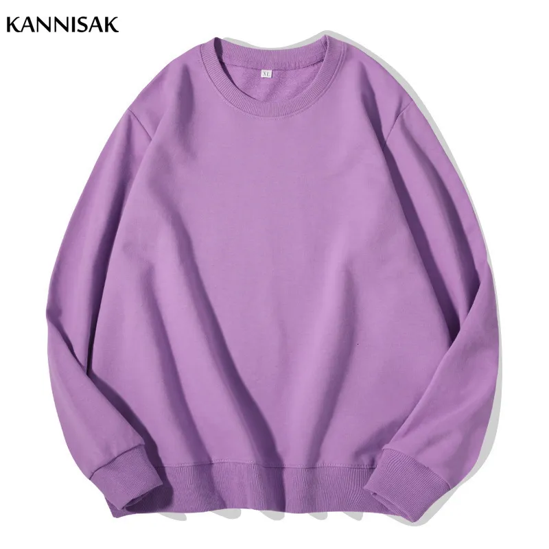 Kvinnors hoodies tröjor Spring Autumn Womens Sweatshirt O-hals Solid Harajuku Pullovers Multicolor Casual Cotton Woman Sweatshirts Knit Streetwear 230209