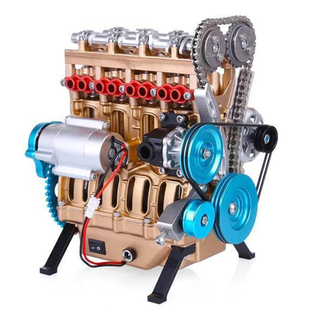 Blocs Mini assemblage voiture assembler en ligne quatre cylindres moteur modèle Kit jouets pour adulte cadeau éducation résine ornements 230210