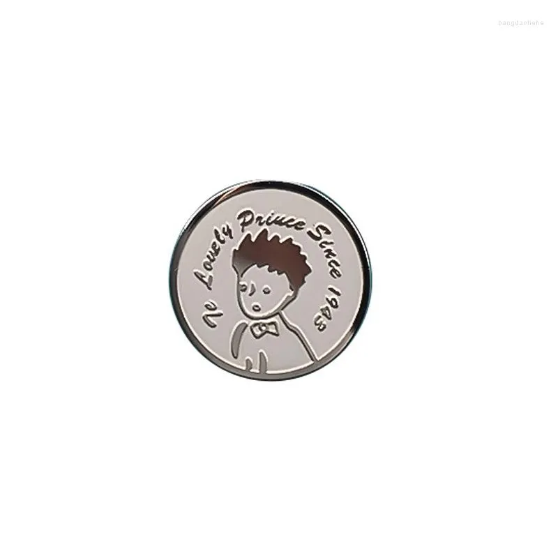 Brooches Silver Color Princess Brooch Cute Boy Girl Enamel Pins Bag Lapel Pin Cartoon Round Custom Badge Jewelry Gifts For Kids Friend