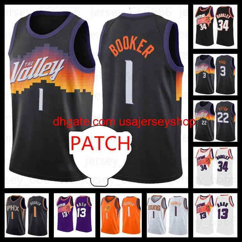 2022 Herr Devin 1 Booker Chris 3 Paul Charles 34 Barkley Steve 13 Nash finalen Valley Basketball Jerseys Black