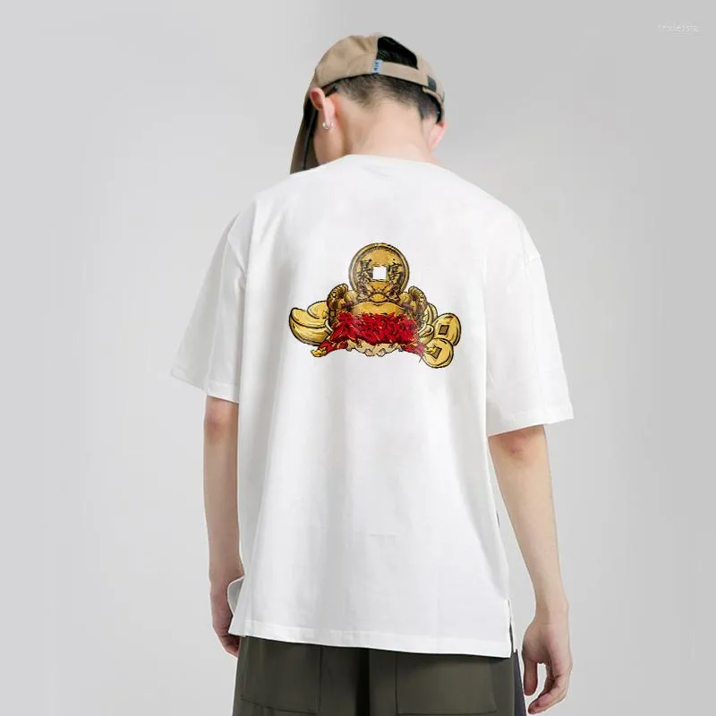 T-shirt da uomo 2023 Stile cinese Harajuku Carattere Stampa T-shirt divertente Cotone Fresco Casual Abiti oversize Allentato Tutto-Fiammifero Unisex Retro