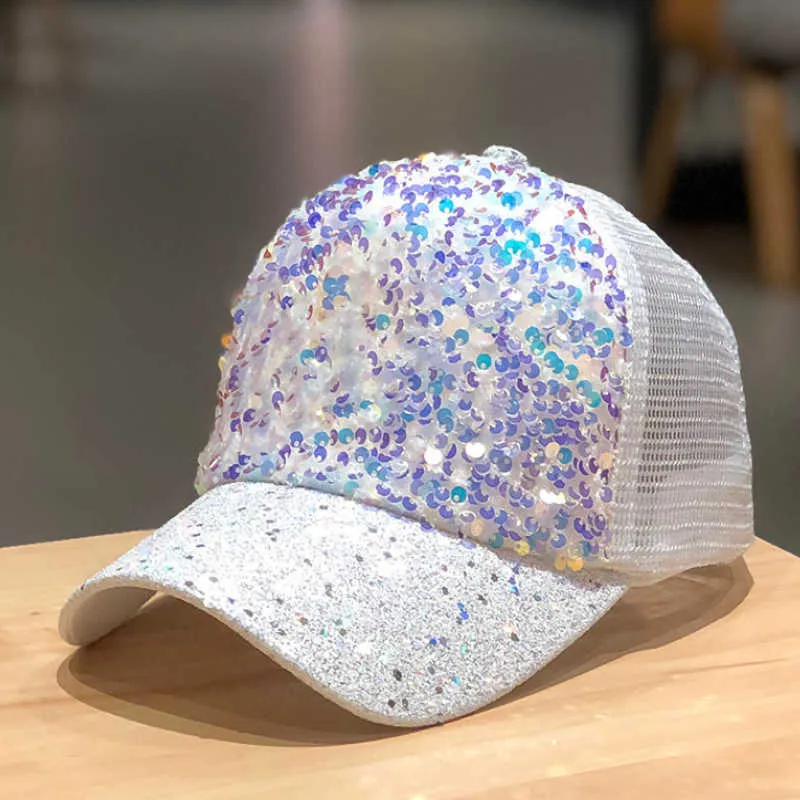 قبعات الكرة الشبكية Cap Sanpback Ladies Sequins Caps Caps Fashion Girls Can Can Can Can Adguit Hip Hop Hat Cap G230209