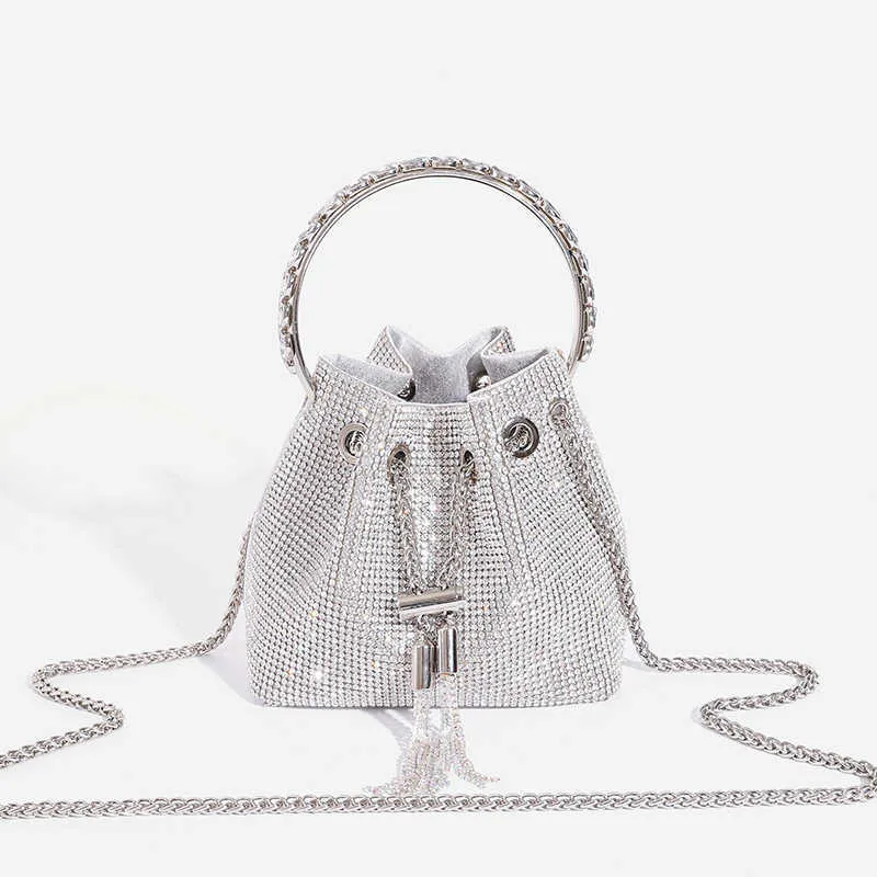 Axelväskor Diamond Tote Bag Female Designer Bag Diamond Bucket Bags Studded Tassel Hand Luxurys Handväska Kvalitet Messenger Väskor Purse