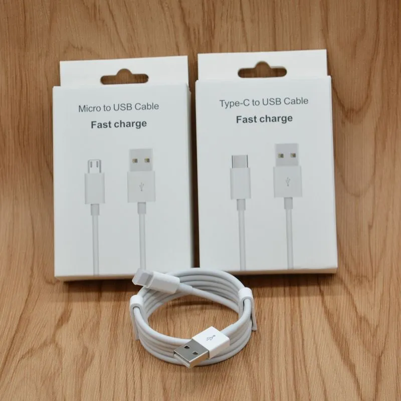 Câble de charge de téléphone de type C 1 m câble USB micro usb-c haute vitesse câble de chargeur de synchronisation de données blanc 3 pieds 2.1A