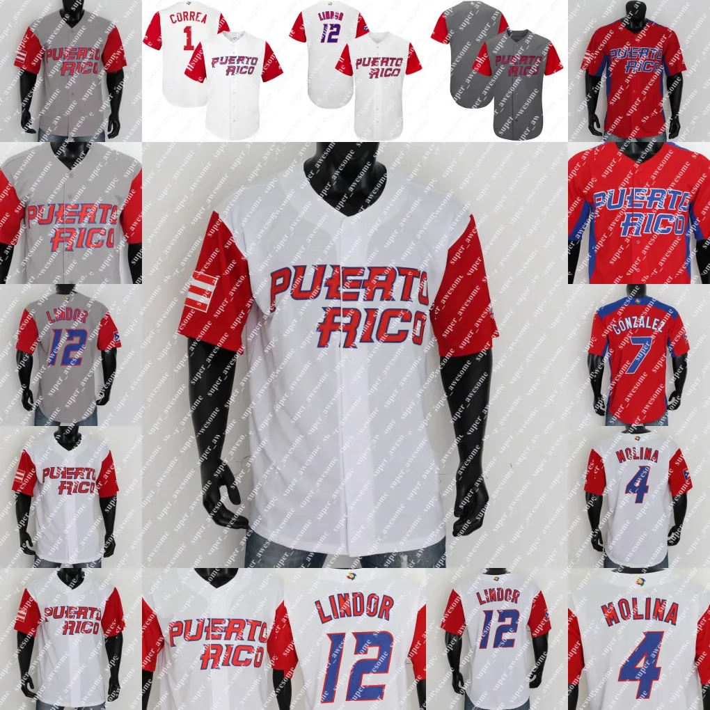 Maillot de baseball de Porto Rico 7 Ivan Rodriguez 16 Angel Pagan Carlos Beltran Bernie Williams Carlos Correa Carlos Delgado Alex Cora Nelson Figueroa