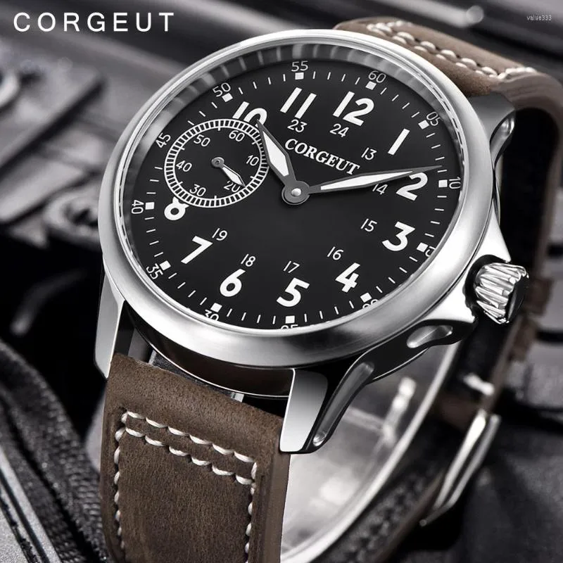 Montres-bracelets 44mm hommes montre militaire Sport horloge classique 17 bijoux 6497 mécanique remontage manuel montre-bracelet lumineuse