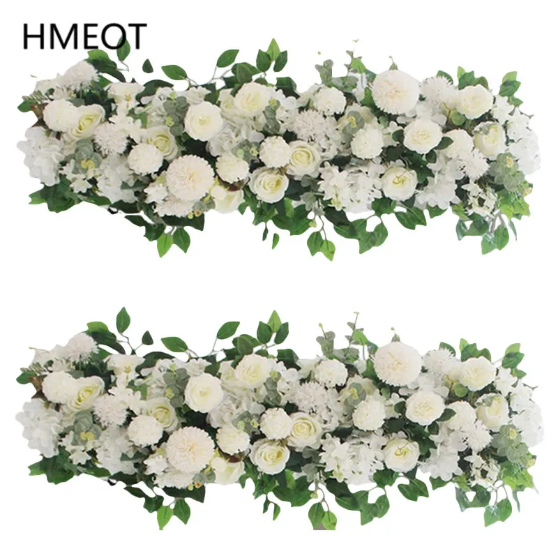 Faux Floral Greenery Customize Artificial Floral White Rose Peony Flower Arrangement Wedding Table Centerpiece Flower Ball Party Arch Decor Backdrop 230209