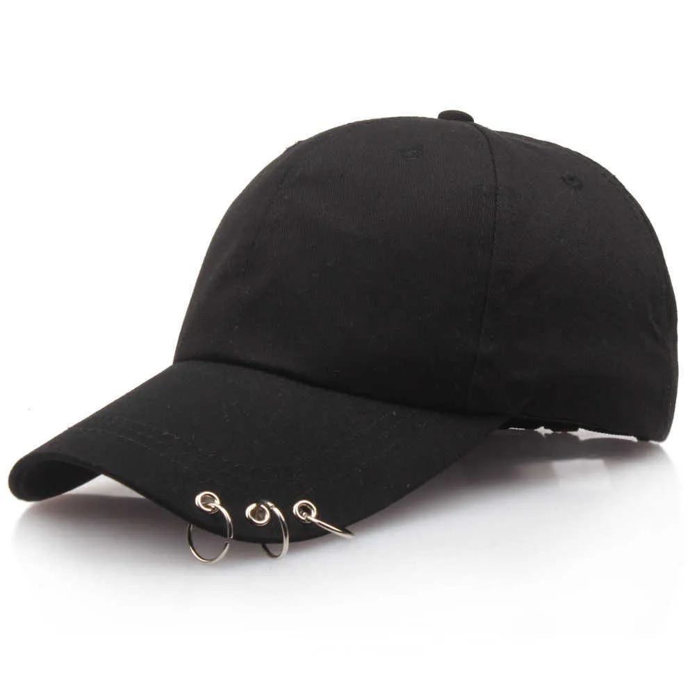 Ball Caps Summer Unisex Baseball Cap with 3 Metal Ring Cap for Fishing Outside Solid Hiking Sport Cap New Adjustable Fashion Cap for Men G230209