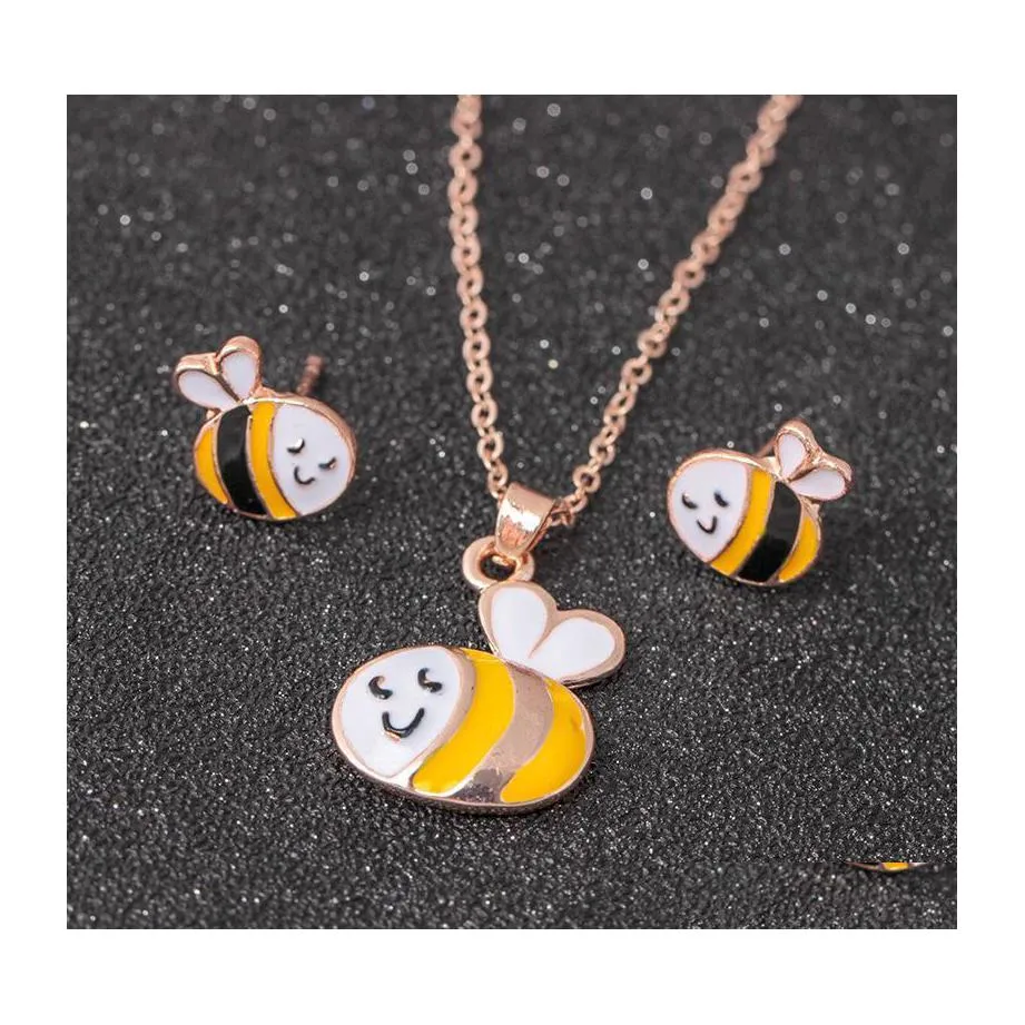 Pendant Necklaces Jewelry Set Chain Kids Women Cartoon Necklace Earring Sets For Girls Party Yydhhome Drop Delivery Pendants Dhzrt