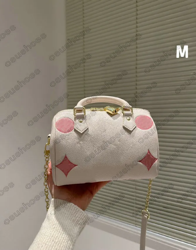 M46397 M58953 SPEEDYS BANDOULIERE 20 16 Bag 23SS Nano Womens Pink and White Crossbody Pillow Designers Luxurys Handbag Canvas Leather Shoulder Chains Bag Totes