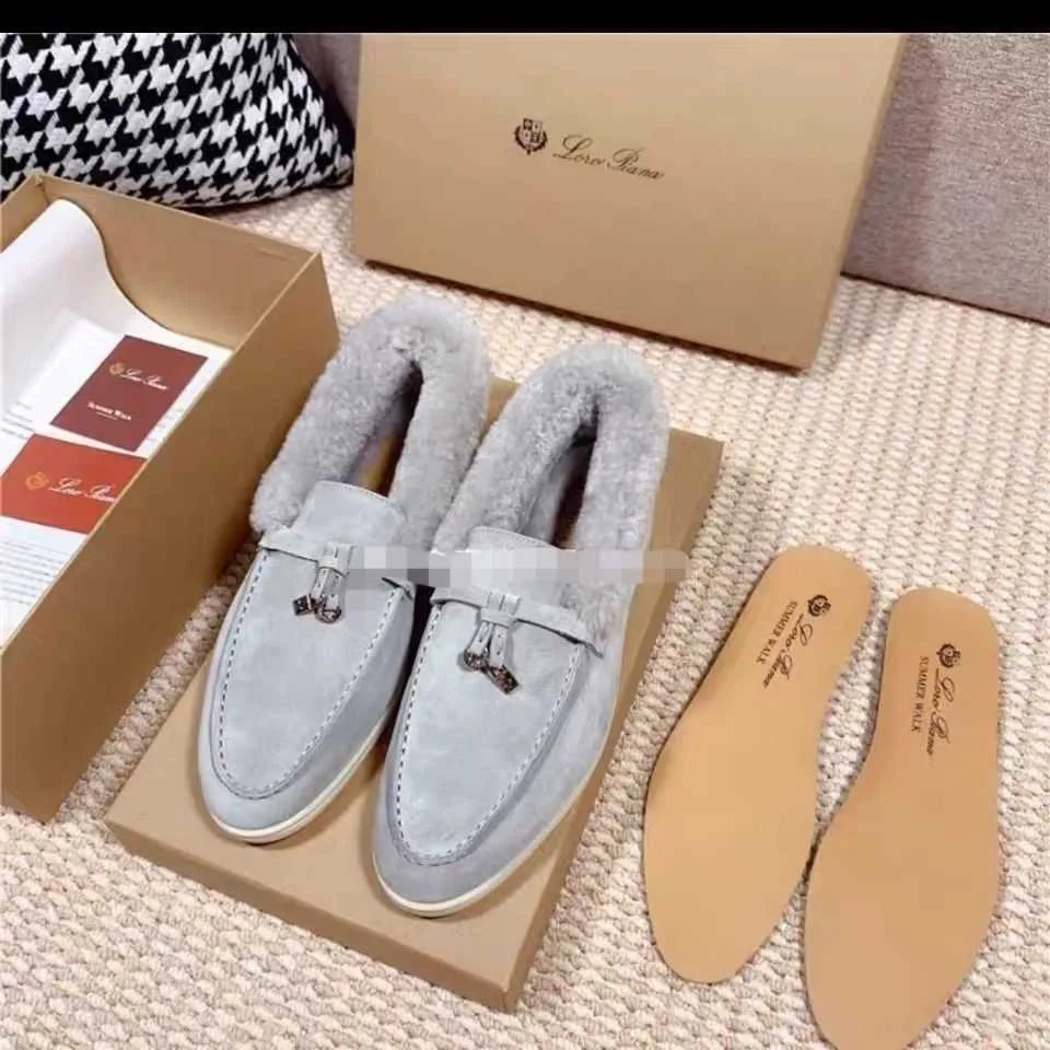 Buty Projektant fabryki Loropiana damskie buty lofo buty płaskie obcasy 2023 Autumn and Winter Style prawdziwa podszewka wełniana