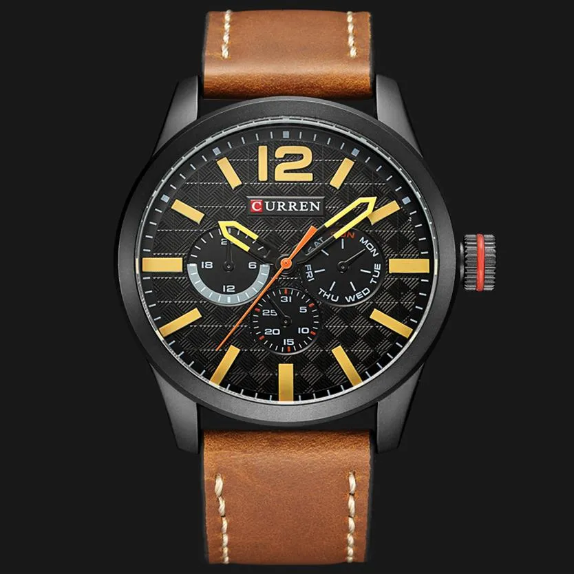 2018 New Luxury Brand CURREN Analog Sports Watch Leather Strap Quartz Men Wristwatch Relogio Masculino Horloges Mannens Saat2839