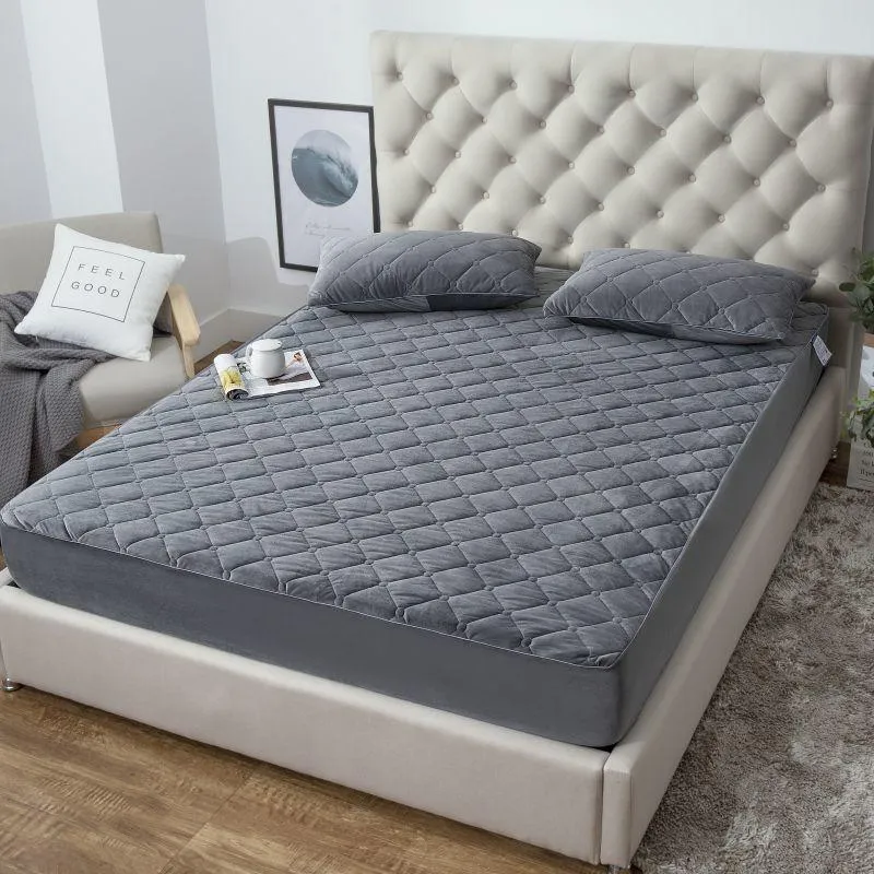 Beddengoed sets home textiel dikker gewatteerde winter warm gemonteerd plaat kristal fluweel fluweel clip elastische band matrasbedekking bed beddeksels